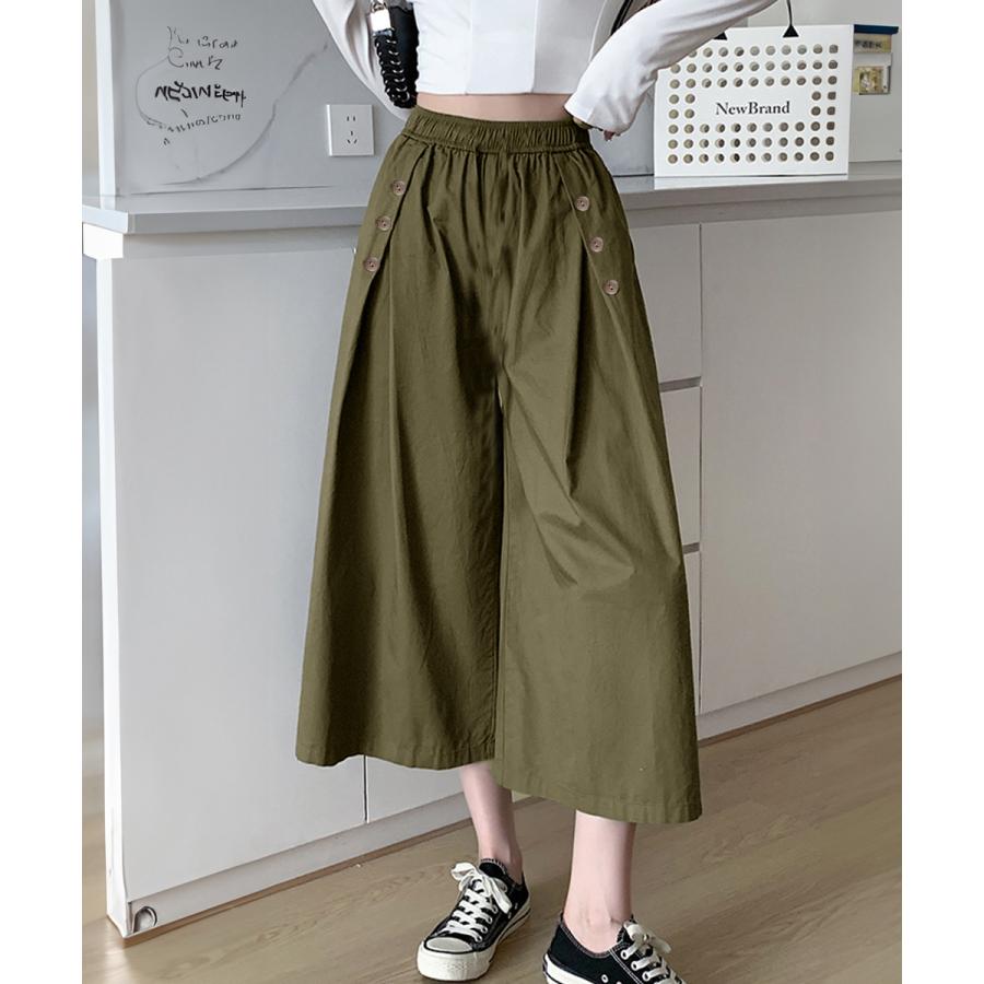 ワイドパンツ ハイウエストガウチョパンツ【ゆうパケット】