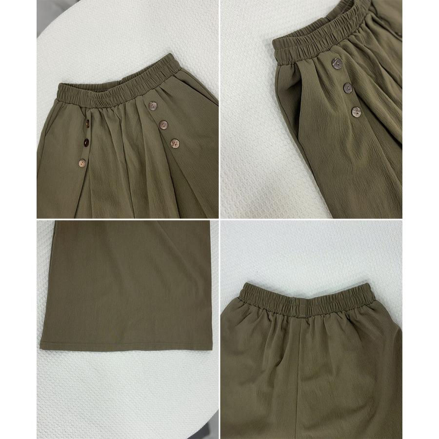 ワイドパンツ ハイウエストガウチョパンツ【ゆうパケット】