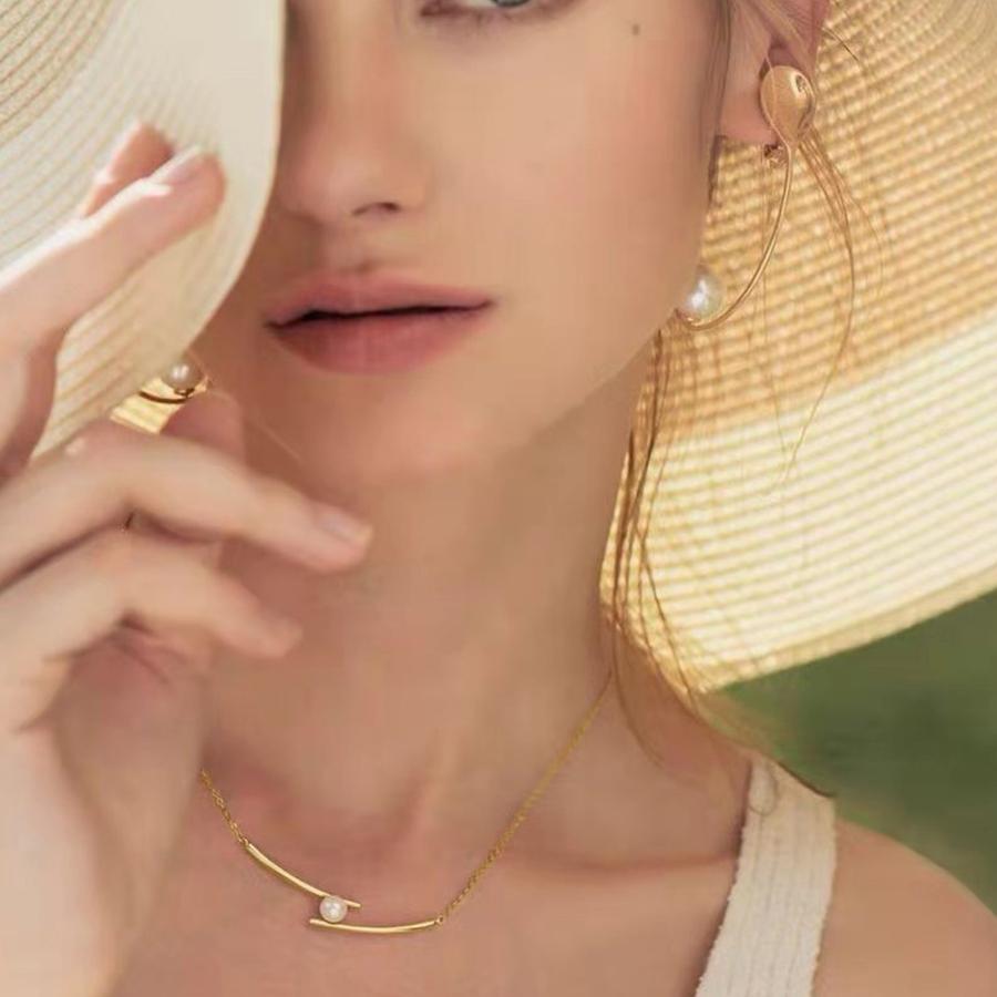 ネックレス レディース一粒フェイクパール【ゆうパケット可】