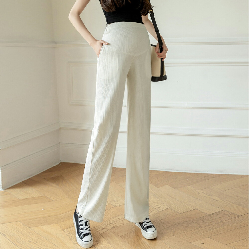 マタニティパンツプリーツワイドパンツ美脚【ゆうパケット】