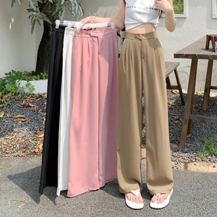 ドレープストレートパンツ レディース美脚【ゆうパケット可】