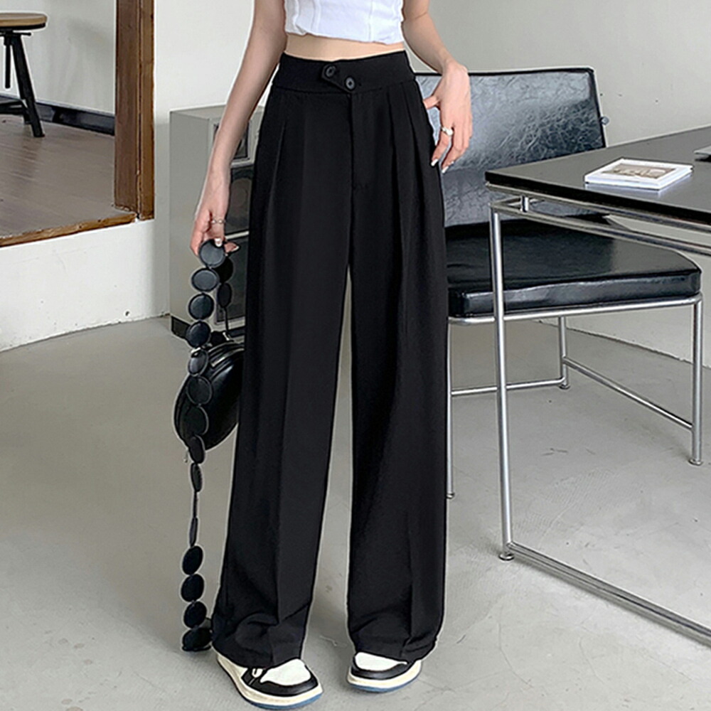 ドレープストレートパンツ レディース美脚【ゆうパケット可】