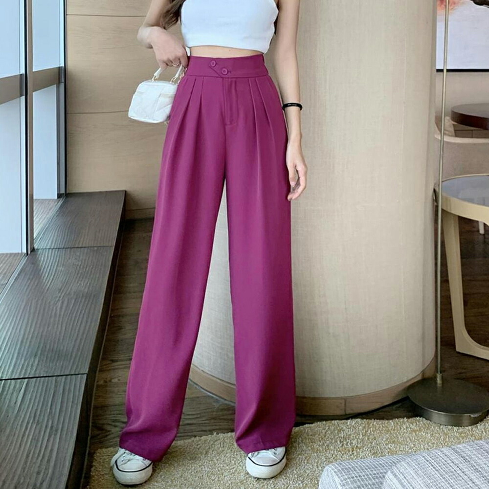 ドレープストレートパンツ レディース美脚【ゆうパケット可】