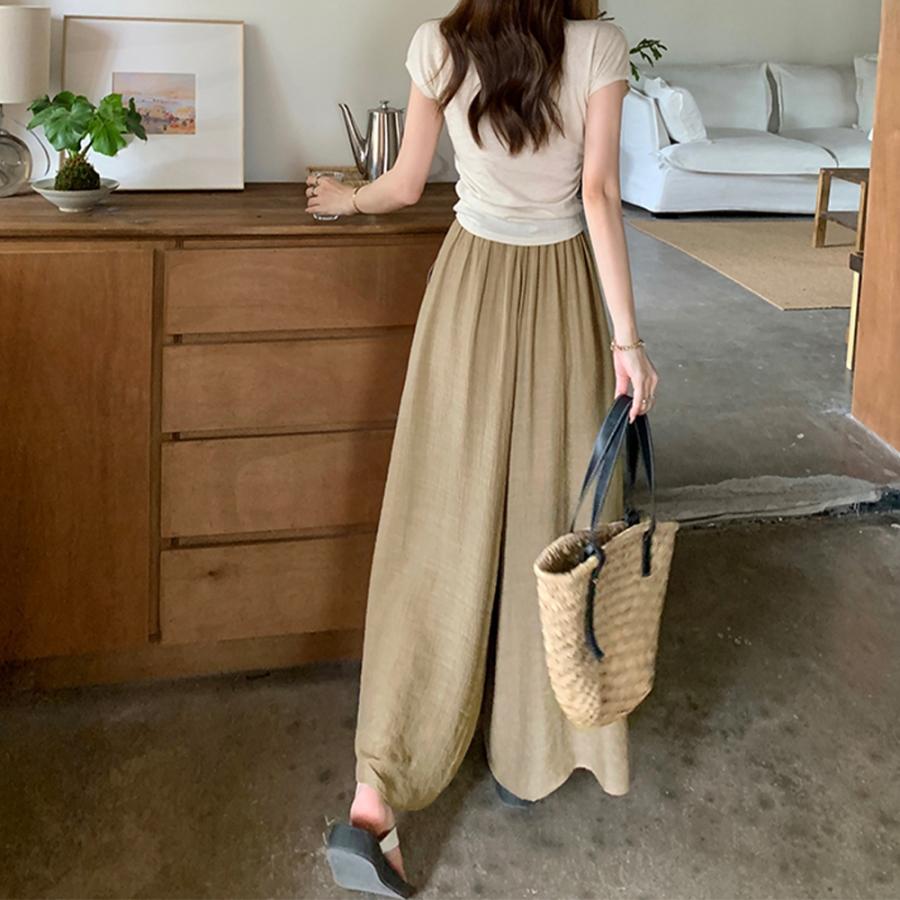 とろみパンツ レディース 綿麻スカンツ夏【ゆうパケット可】