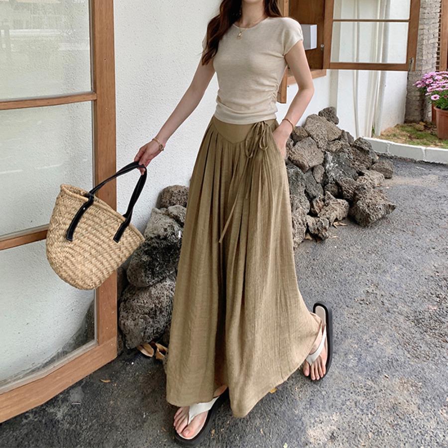 とろみパンツ レディース 綿麻スカンツ夏【ゆうパケット可】