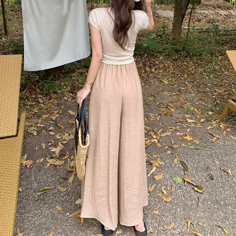 とろみパンツ レディース 綿麻スカンツ夏【ゆうパケット可】