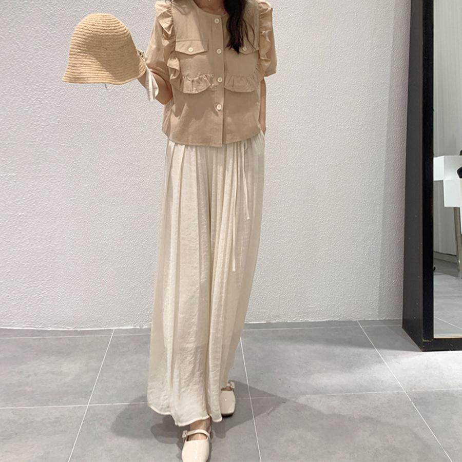 とろみパンツ レディース 綿麻スカンツ夏【ゆうパケット可】