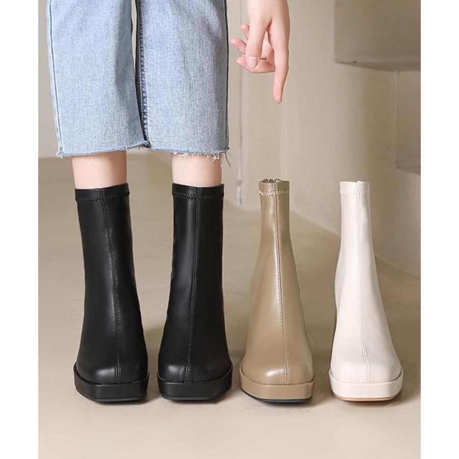 ショートブーツ レディース太ヒールブーツ