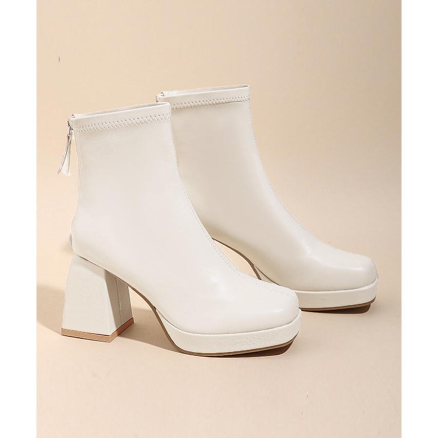 ショートブーツ レディース太ヒールブーツ