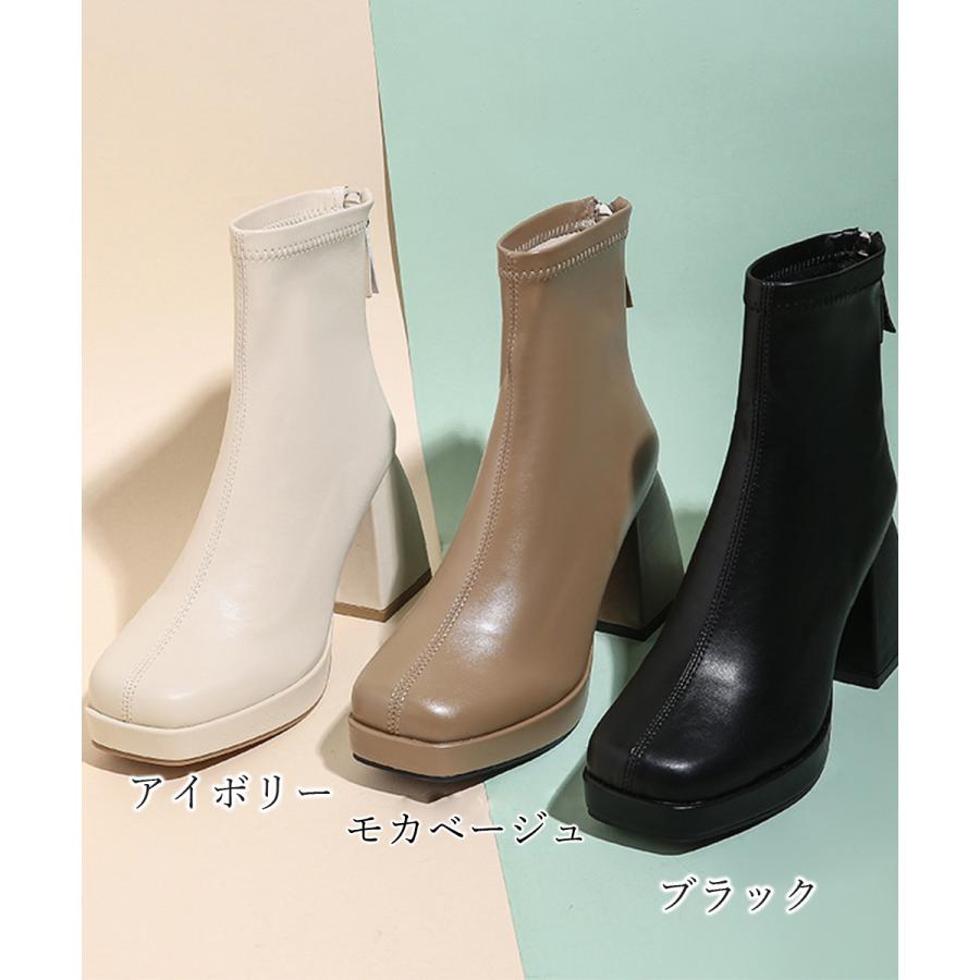 ショートブーツ レディース太ヒールブーツ