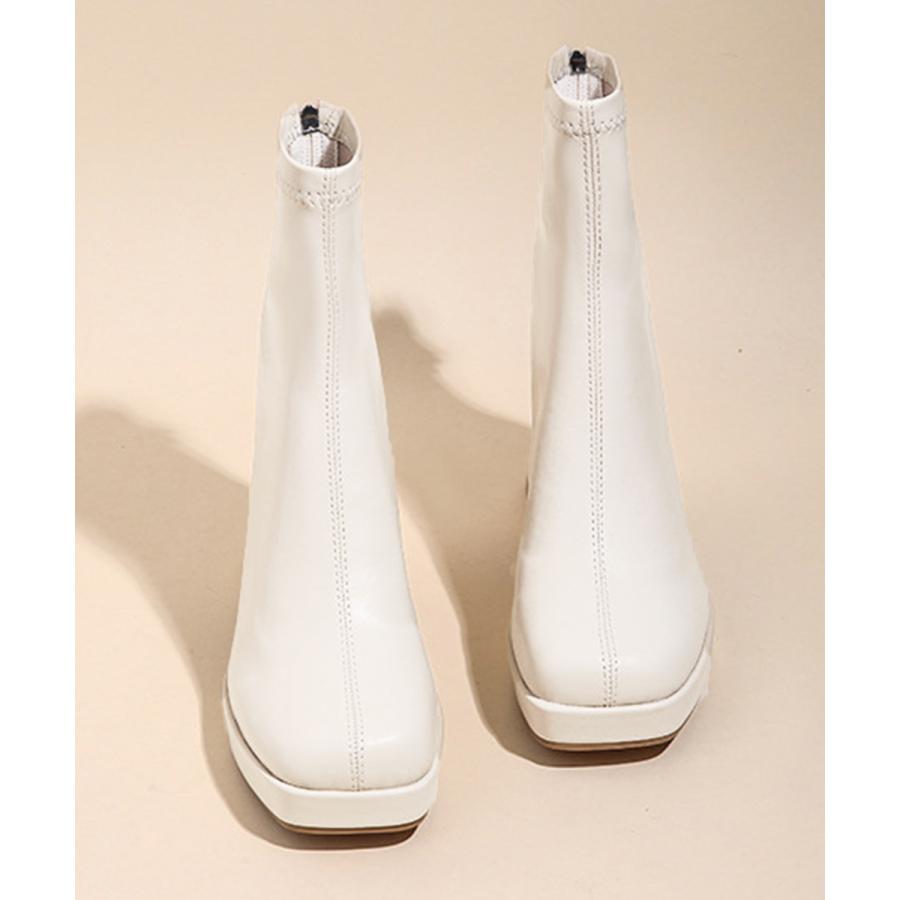 ショートブーツ レディース太ヒールブーツ