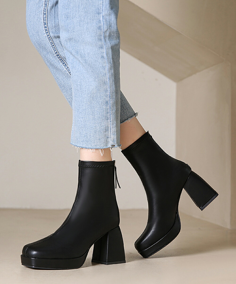 ショートブーツ レディース太ヒールブーツ