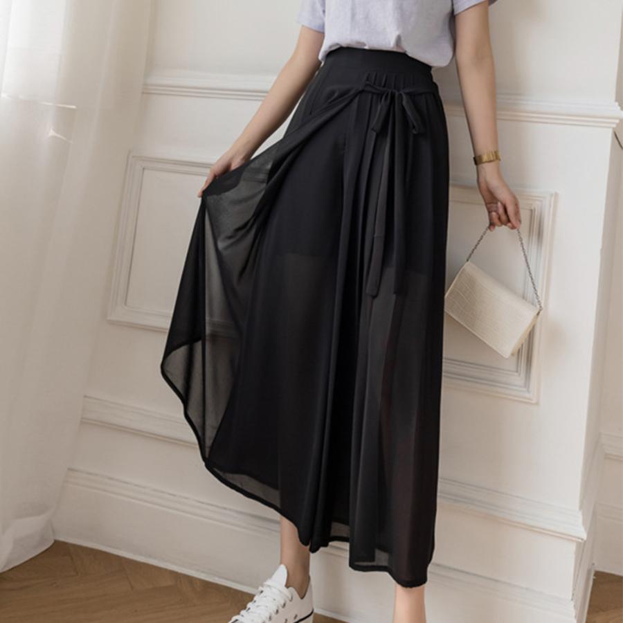 ワイドパンツ シフォン ガウチョパンツ【ゆうパケット可】