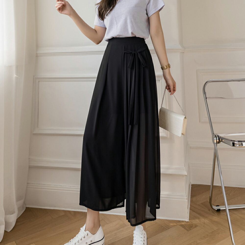 ワイドパンツ シフォン ガウチョパンツ【ゆうパケット可】