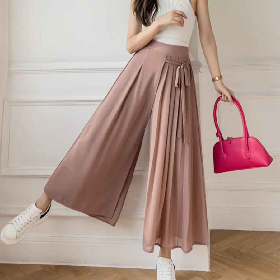 ワイドパンツ シフォン ガウチョパンツ【ゆうパケット可】