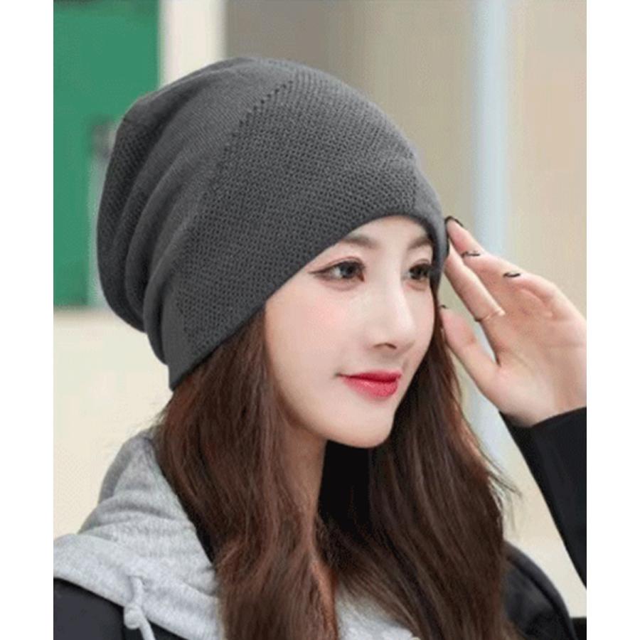 ニット帽子 レディース 英字ロゴ 3色【ゆうパケット可】