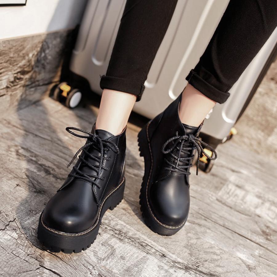 厚底ブーツ レディースショートブーツ韓国