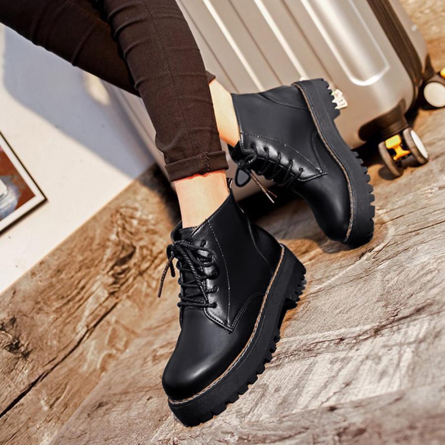 厚底ブーツ レディースショートブーツ韓国