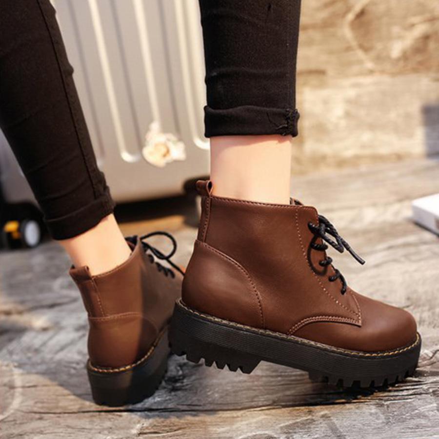 厚底ブーツ レディースショートブーツ韓国