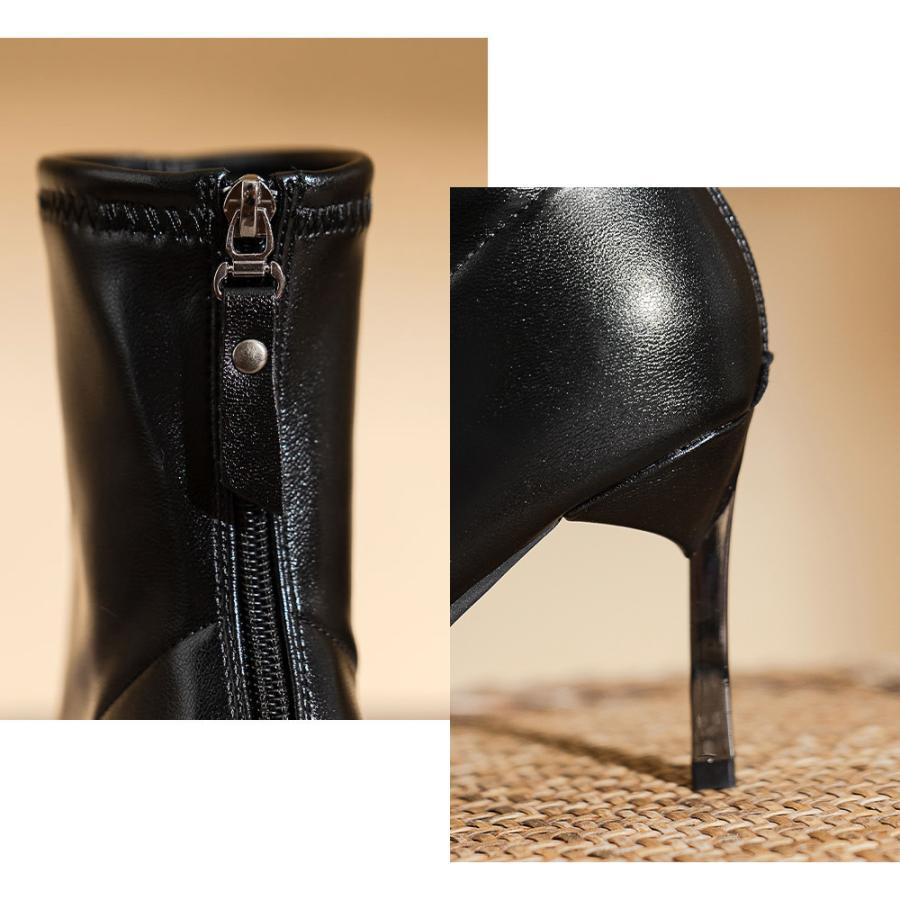 ハイヒールブーツ 裏起毛 レディース韓国