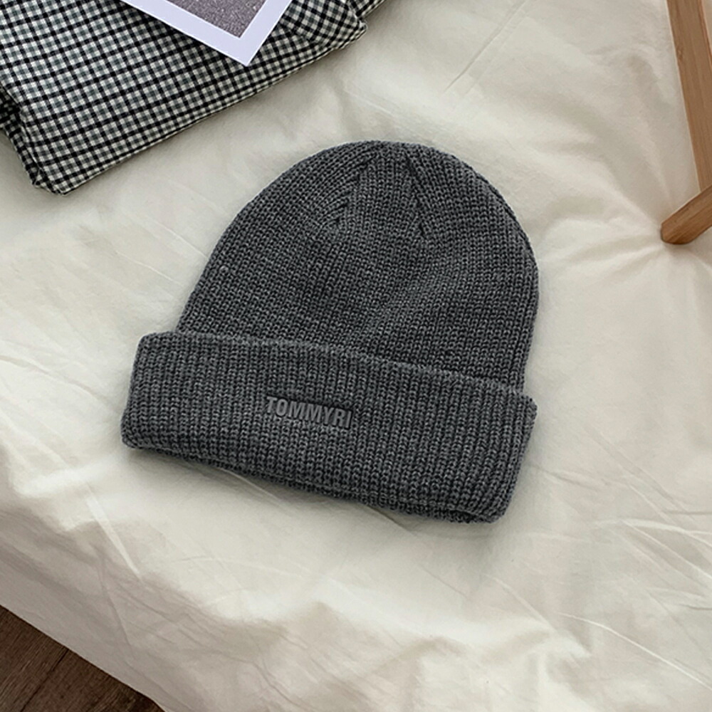 ニット帽子 レディース 英字ロゴ 7色【ゆうパケット可】