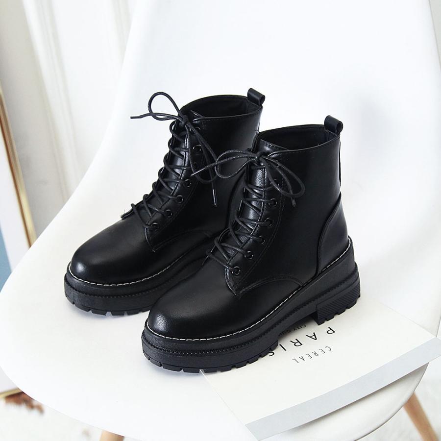 ショート ブーツ レディース シューズ 厚底 ワークブーツ レースアップ 春秋冬 美脚 歩きやすい