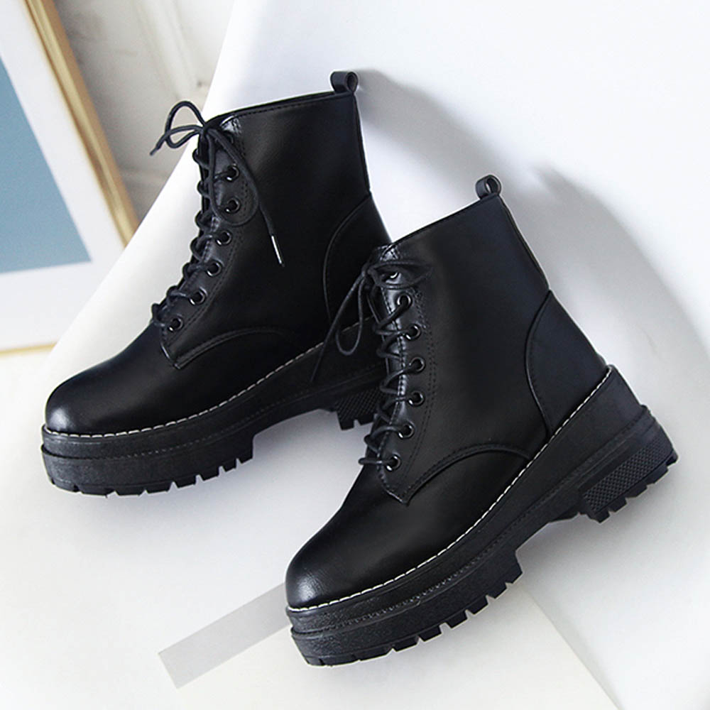 ショート ブーツ レディース シューズ 厚底 ワークブーツ レースアップ 春秋冬 美脚 歩きやすい