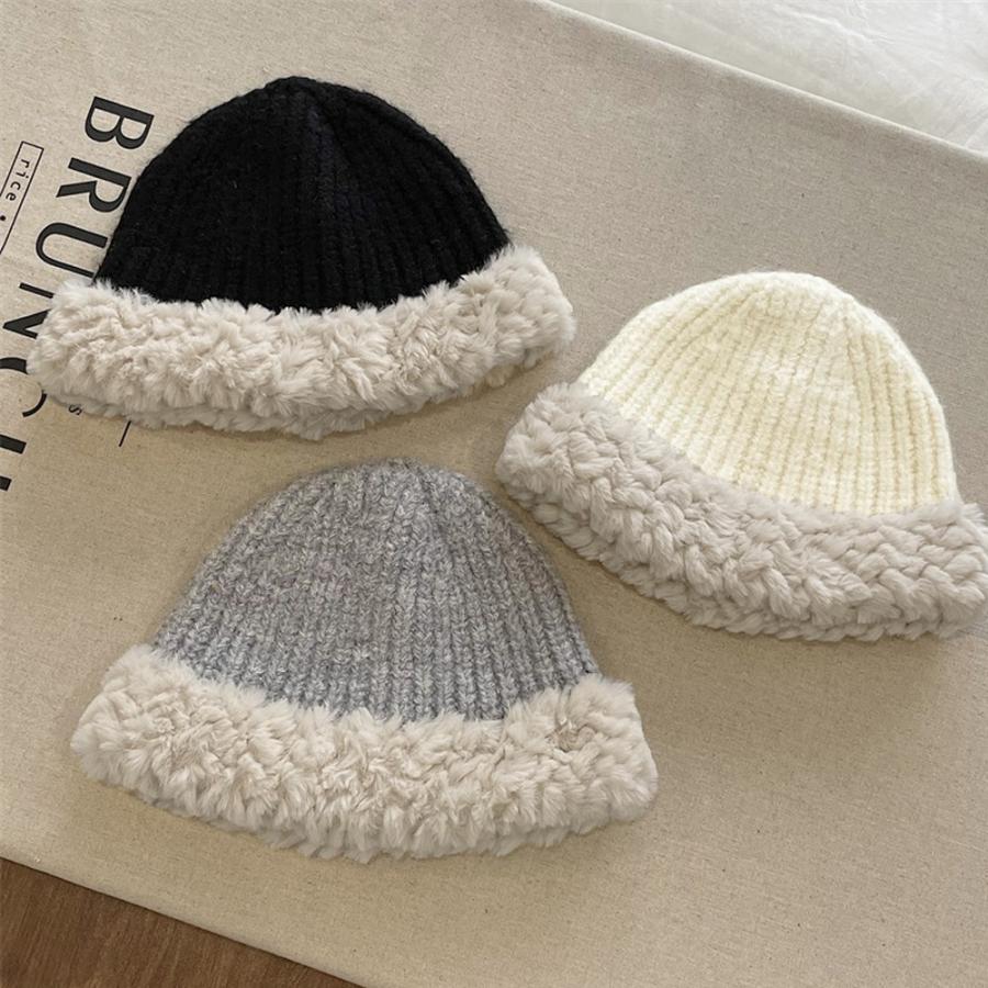 ニット バケットハット ボア異素材 秋冬【ゆうパケット可】