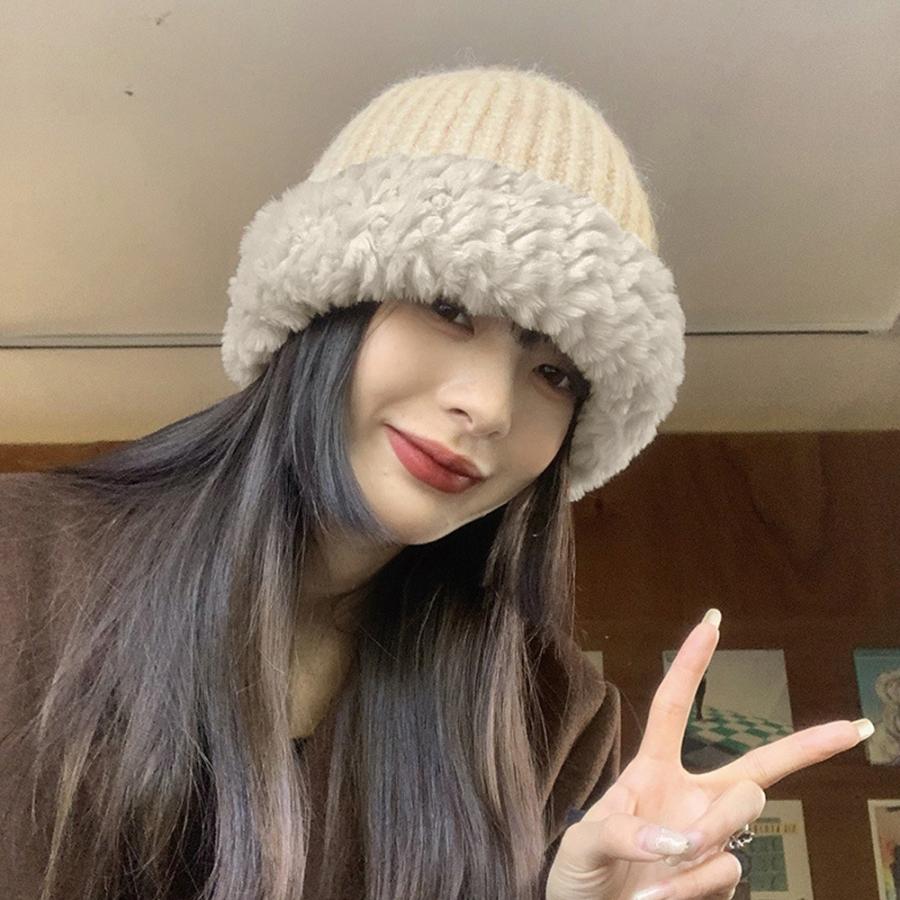 ニット バケットハット ボア異素材 秋冬【ゆうパケット可】