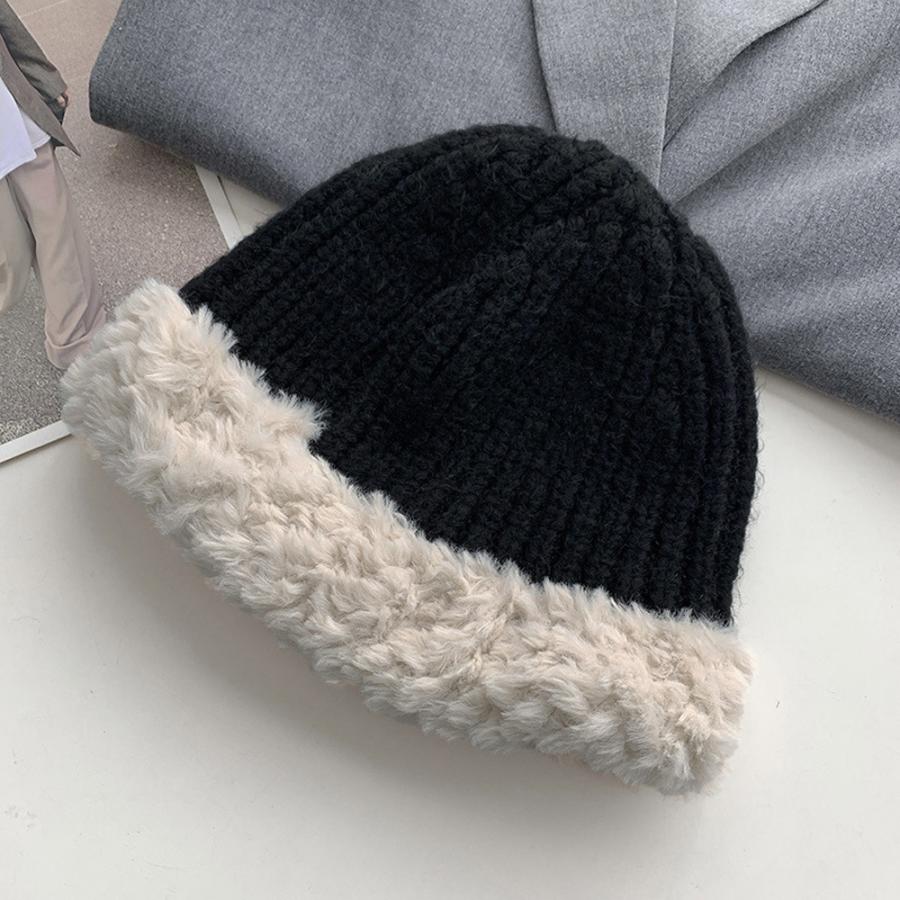 ニット バケットハット ボア異素材 秋冬【ゆうパケット可】