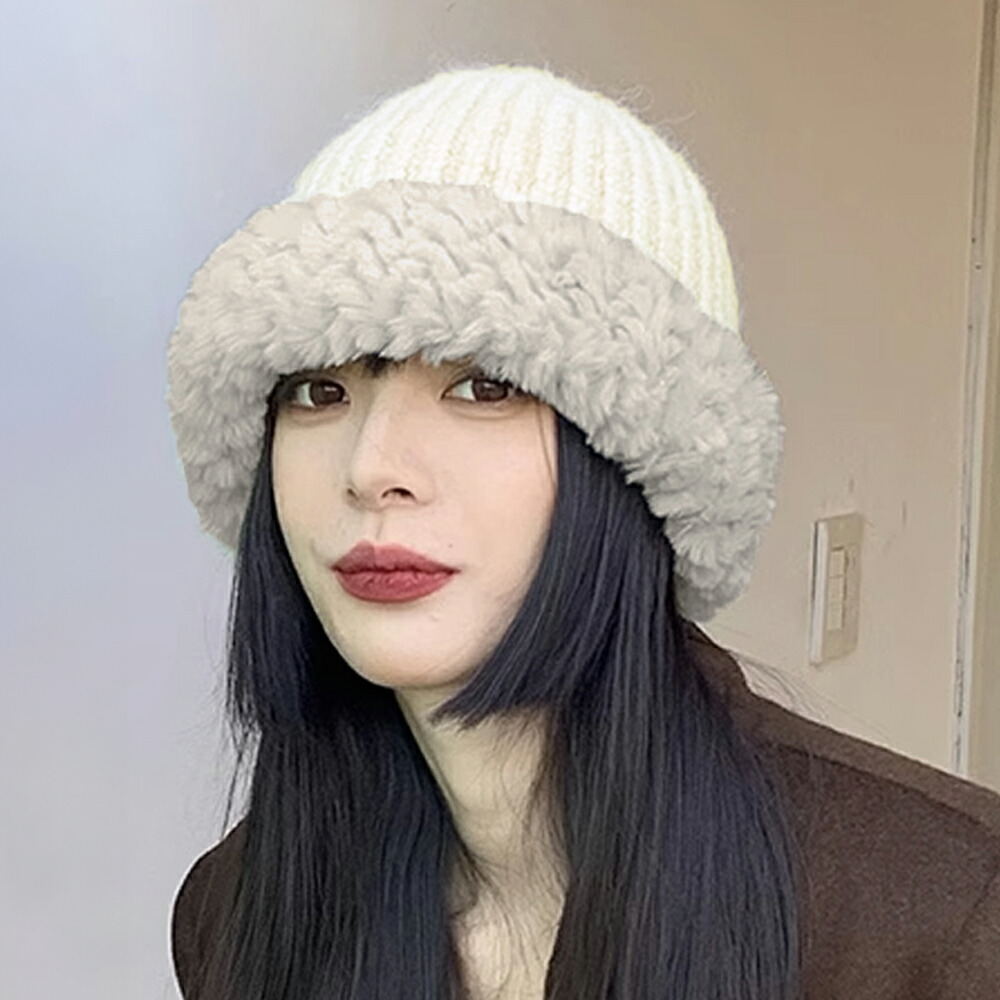 ニット バケットハット ボア異素材 秋冬【ゆうパケット可】