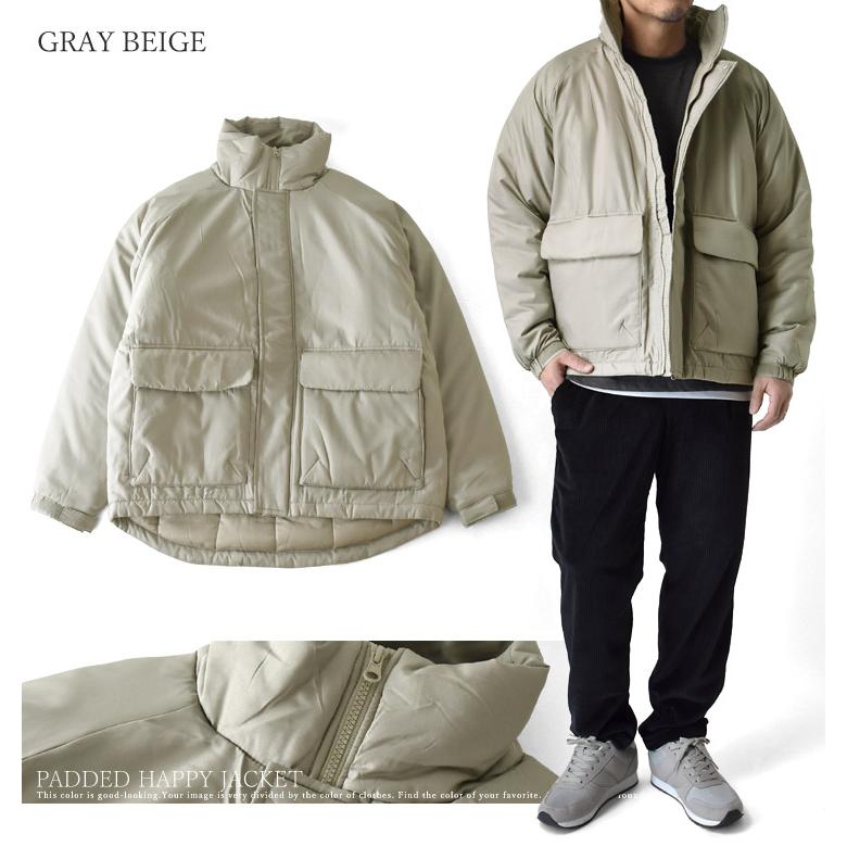 中わたダウンジャケット メンズ ハッピージャケット ビッグシルエット スタンド襟 セール