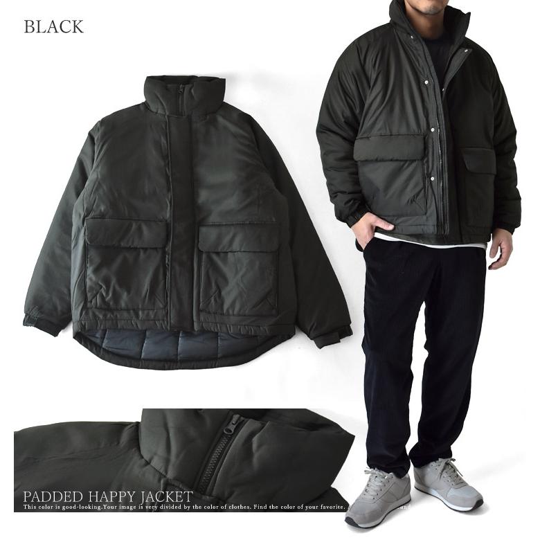 中わたダウンジャケット メンズ ハッピージャケット ビッグシルエット スタンド襟 セール