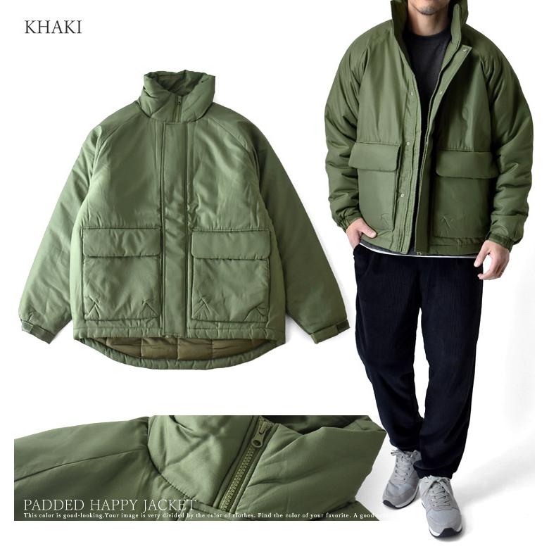 中わたダウンジャケット メンズ ハッピージャケット ビッグシルエット スタンド襟 セール