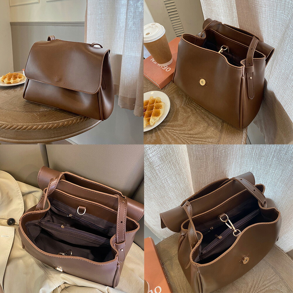 ショルダーバッグ レディース フェイクレザー フリップバッグ 斜めがけバッグ 通学 2way肩掛けバッグ 通勤 韓国風 シンプル