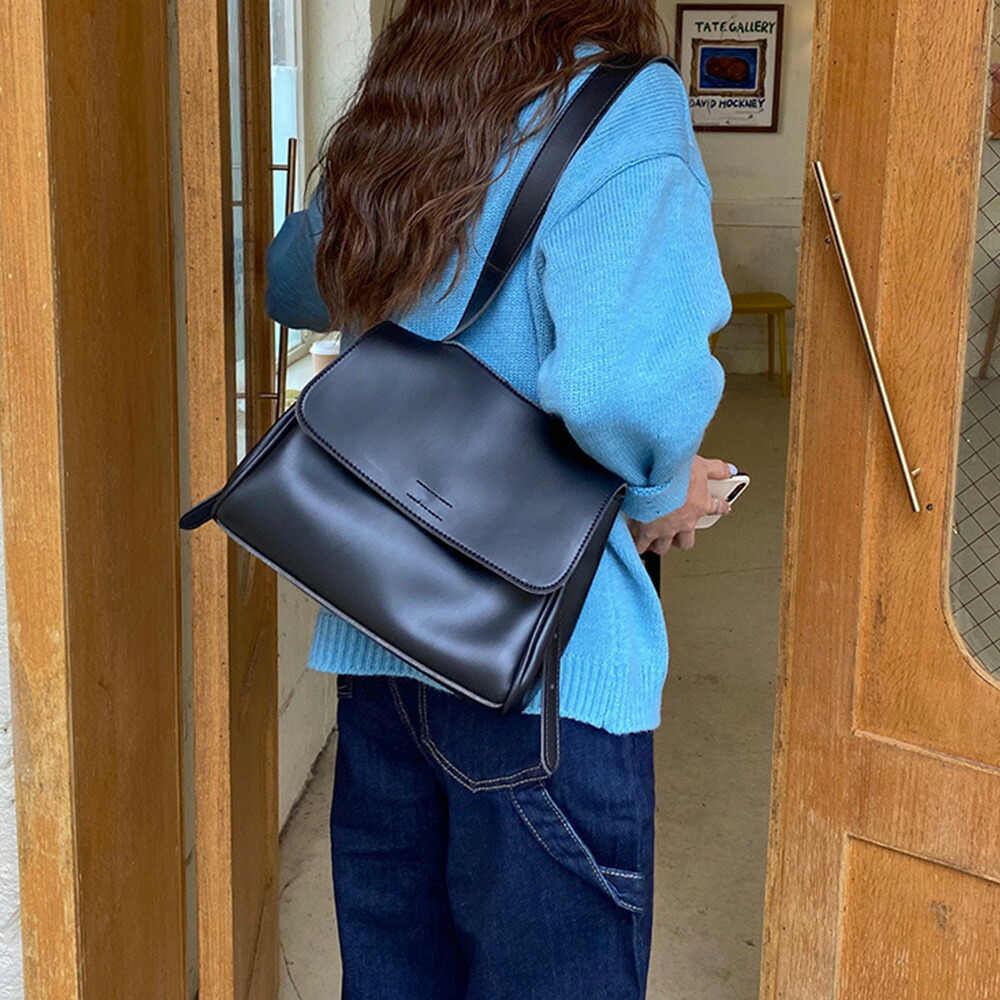 ショルダーバッグ レディース フェイクレザー フリップバッグ 斜めがけバッグ 通学 2way肩掛けバッグ 通勤 韓国風 シンプル