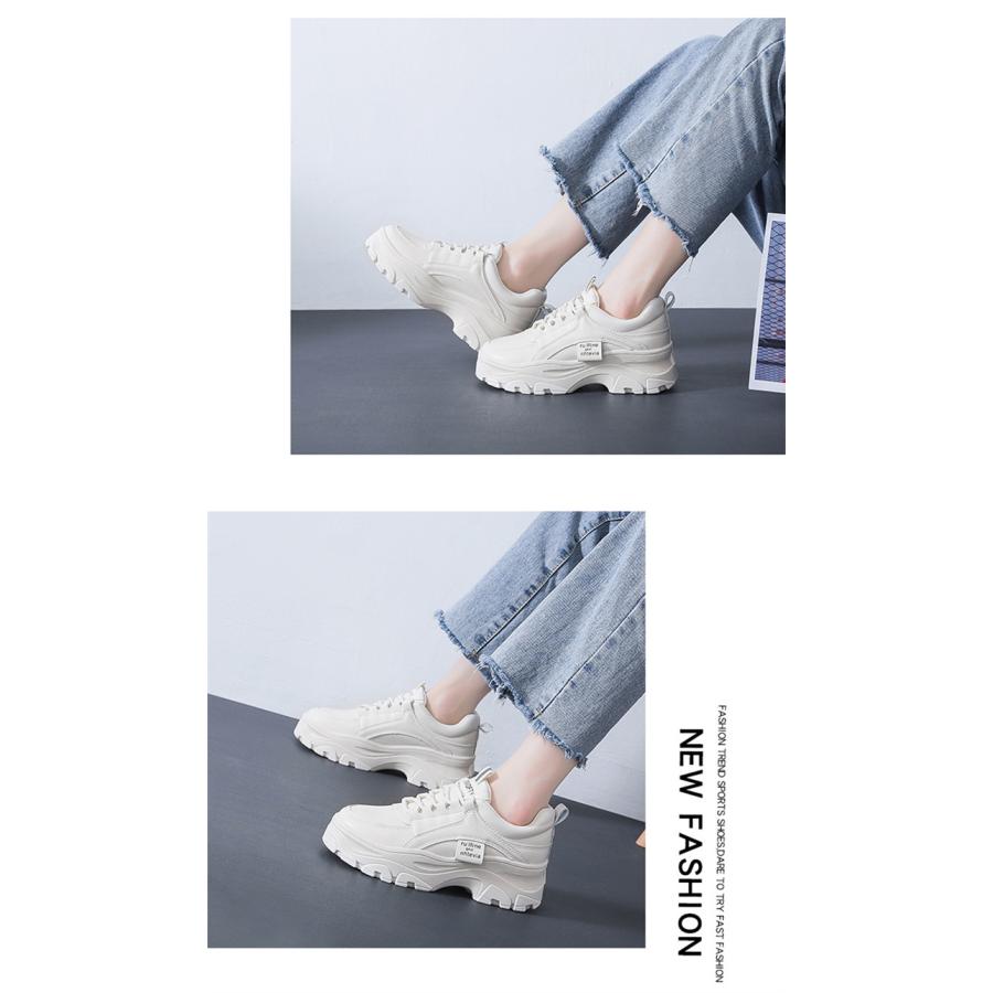 厚底 ダットスニーカー 美脚 スニーカー トレンド カジュアルシューズ 靴 レディース 通学/通勤 白 韓国靴 シューズ トレンド 運動靴 ダッドスニーカー