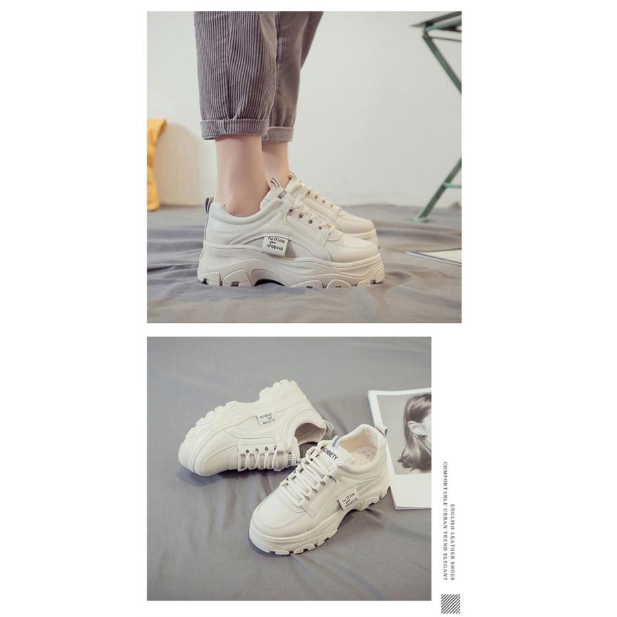厚底 ダットスニーカー 美脚 スニーカー トレンド カジュアルシューズ 靴 レディース 通学/通勤 白 韓国靴 シューズ トレンド 運動靴 ダッドスニーカー