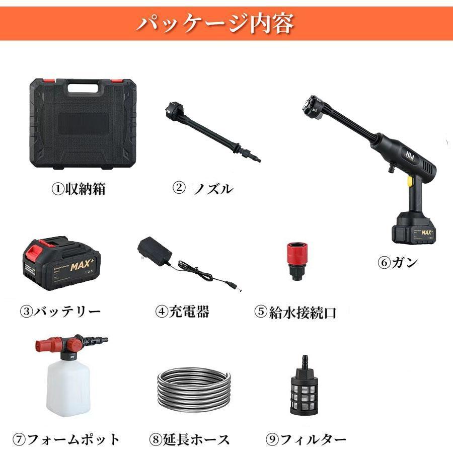 KAKA 高圧洗浄機 コードレス 充電式 6NI1 マキタバッテリー互換対応 7map 小型 軽量 女性 低騒音 水道不要 強力噴射 高圧洗浄 高圧洗車機 家庭用 車 自吸式