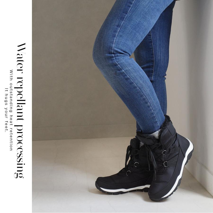 スノーブーツ レディース 防寒ウインターブーツ ショート あったか レースアップF厚底
