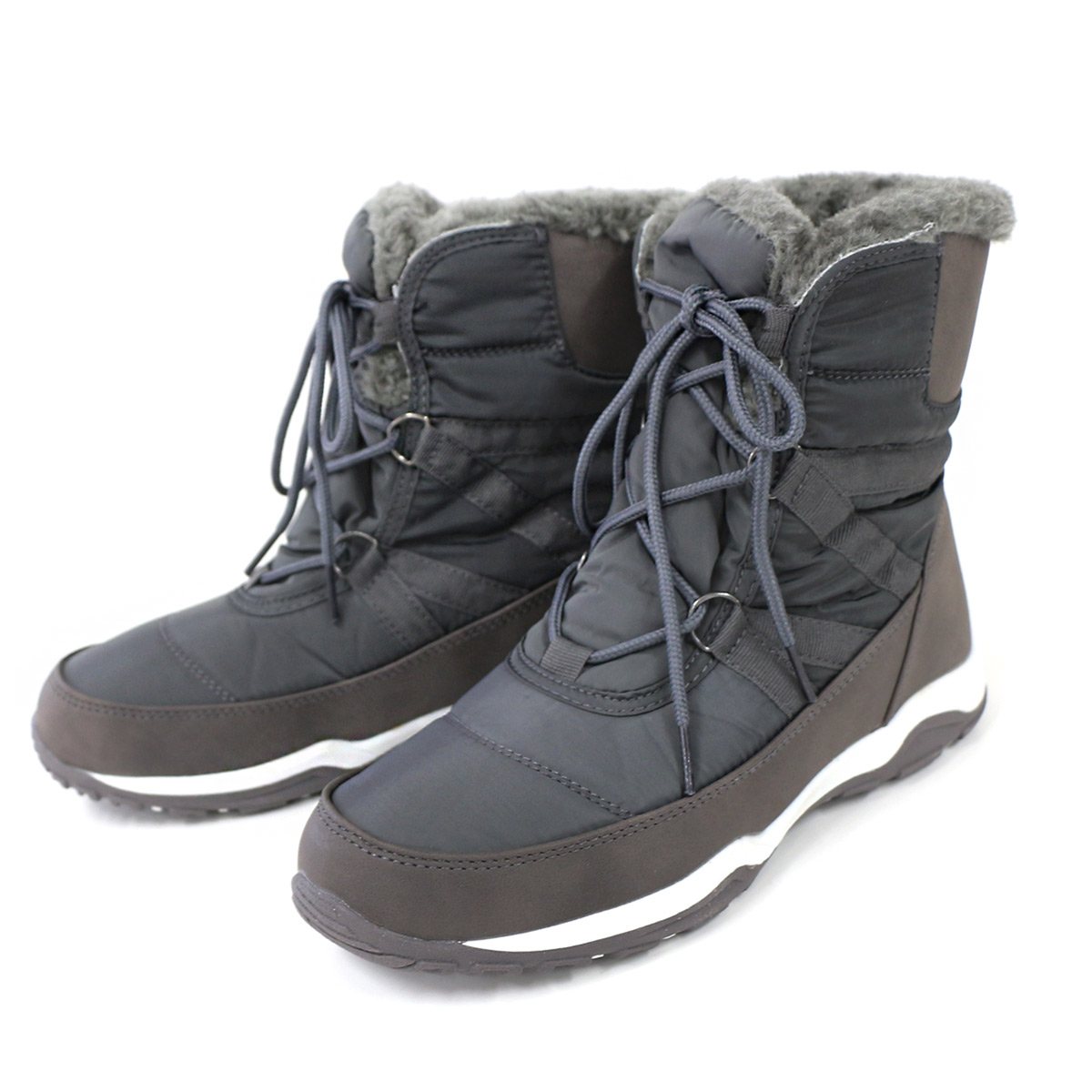 スノーブーツ レディース 防寒ウインターブーツ ショート あったか レースアップF厚底