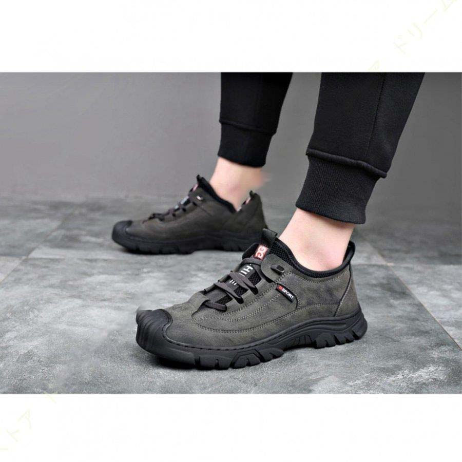 トレッキングシューズ 登山靴 メンズ ローカット アウトドアシューズ ハイキングシューズ レースアップ メッシュアッパー レザー 本革 ジョギング 防水 防滑