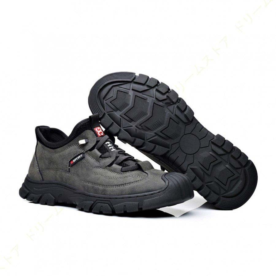 トレッキングシューズ 登山靴 メンズ ローカット アウトドアシューズ ハイキングシューズ レースアップ メッシュアッパー レザー 本革 ジョギング 防水 防滑