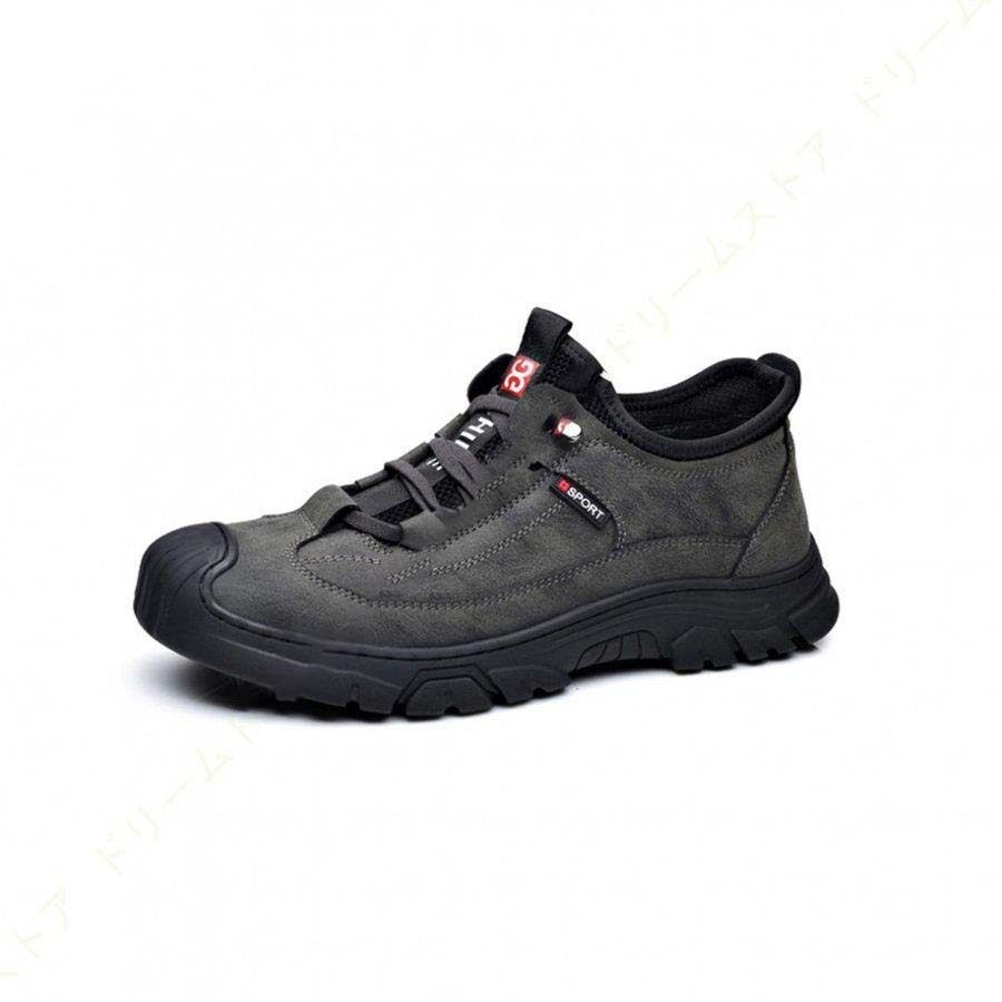 トレッキングシューズ 登山靴 メンズ ローカット アウトドアシューズ ハイキングシューズ レースアップ メッシュアッパー レザー 本革 ジョギング 防水 防滑