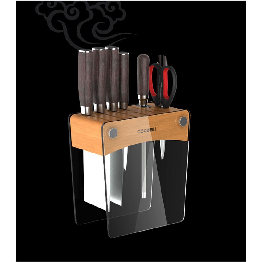 包丁スタンド 包丁差し 包丁ホルダー ナイフスタンド 竹 強化ガラス 包丁立て ナイフ収納 調理小道具たて キッチンラック 台所用品 キッチン収納 多機能