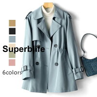 トレンチコート レディース 40代 ミディアム丈ジャケット ステンカラースプリングコート 春コート 長袖アウター 秋服 カジュアル韓国風 通勤バーカー 30代 50代