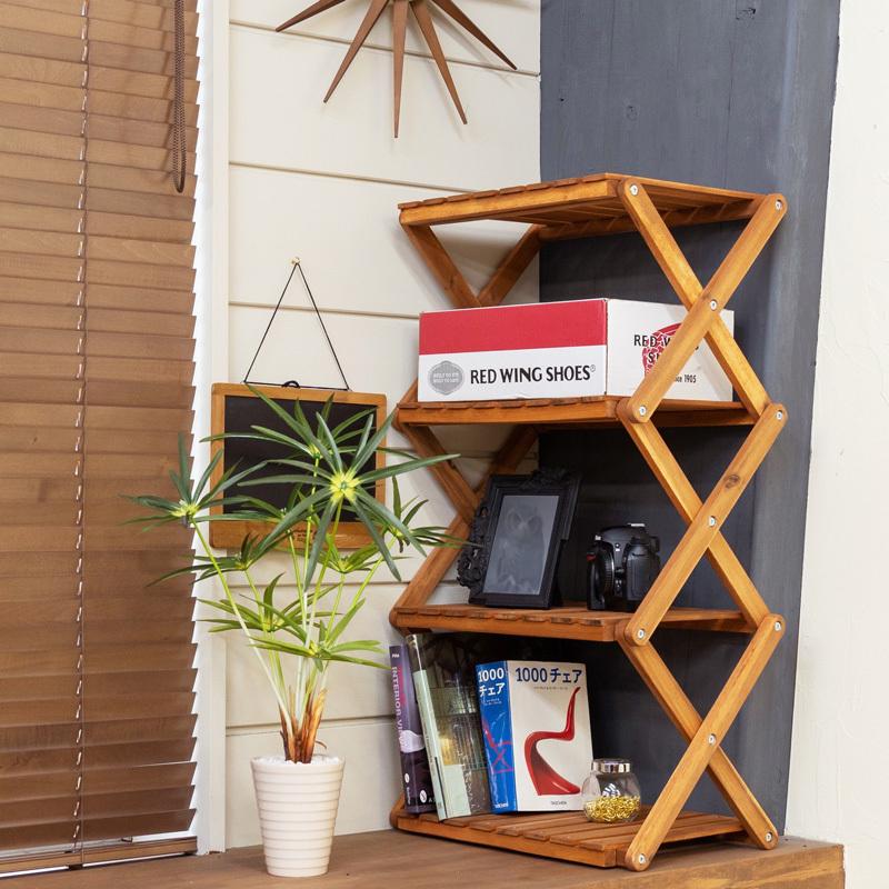 NEW アカシア 折り畳みラック 4段 unl24 屋外 テーブル アウトドア ナチュラル シンプル