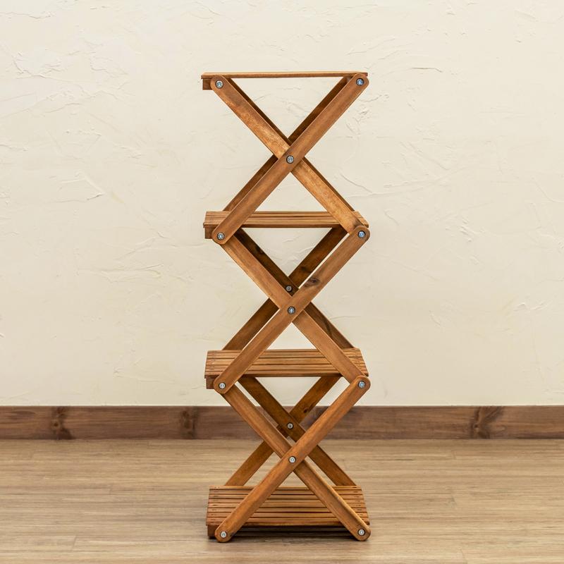 NEW アカシア 折り畳みラック 4段 unl24 屋外 テーブル アウトドア ナチュラル シンプル