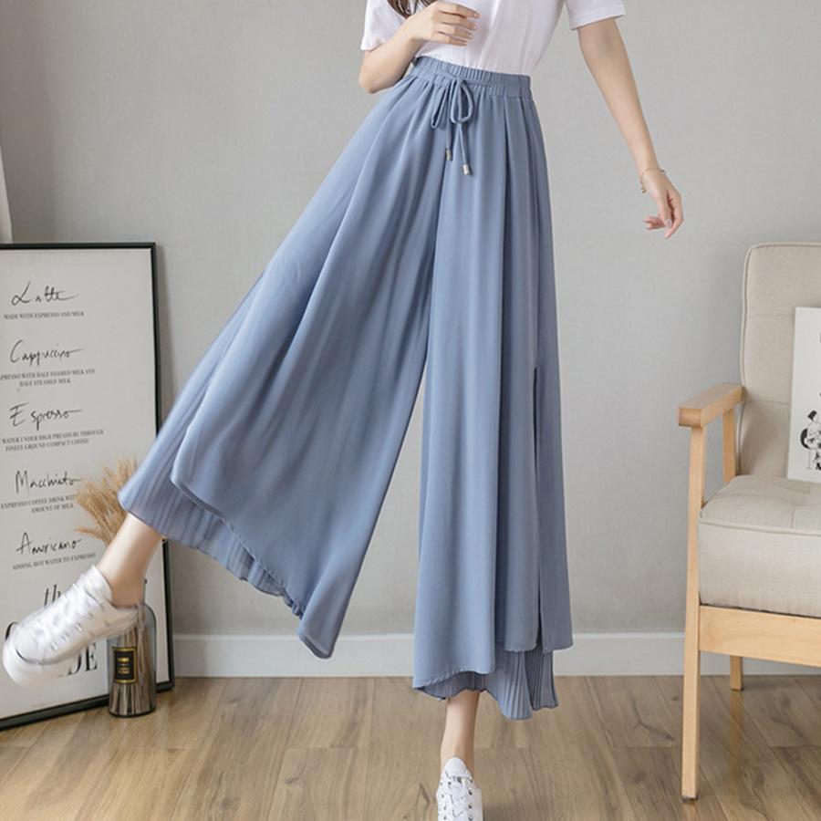 ワイドパンツ シフォン ガウチョパンツ春夏【ゆうパケット可】