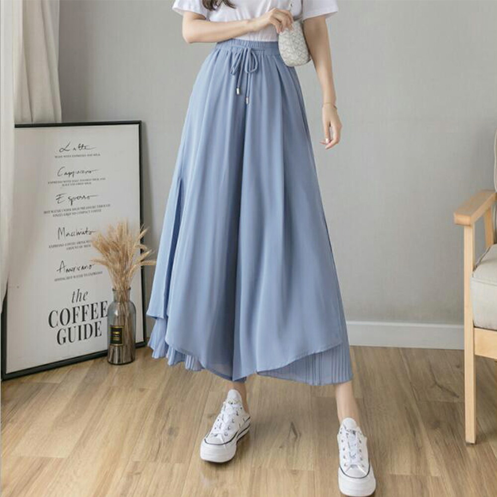 ワイドパンツ シフォン ガウチョパンツ春夏【ゆうパケット可】